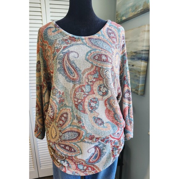 Paisley Sweater | Women's size Large | Colorful Summer Knit | Chico's - Picture 10 of 10
